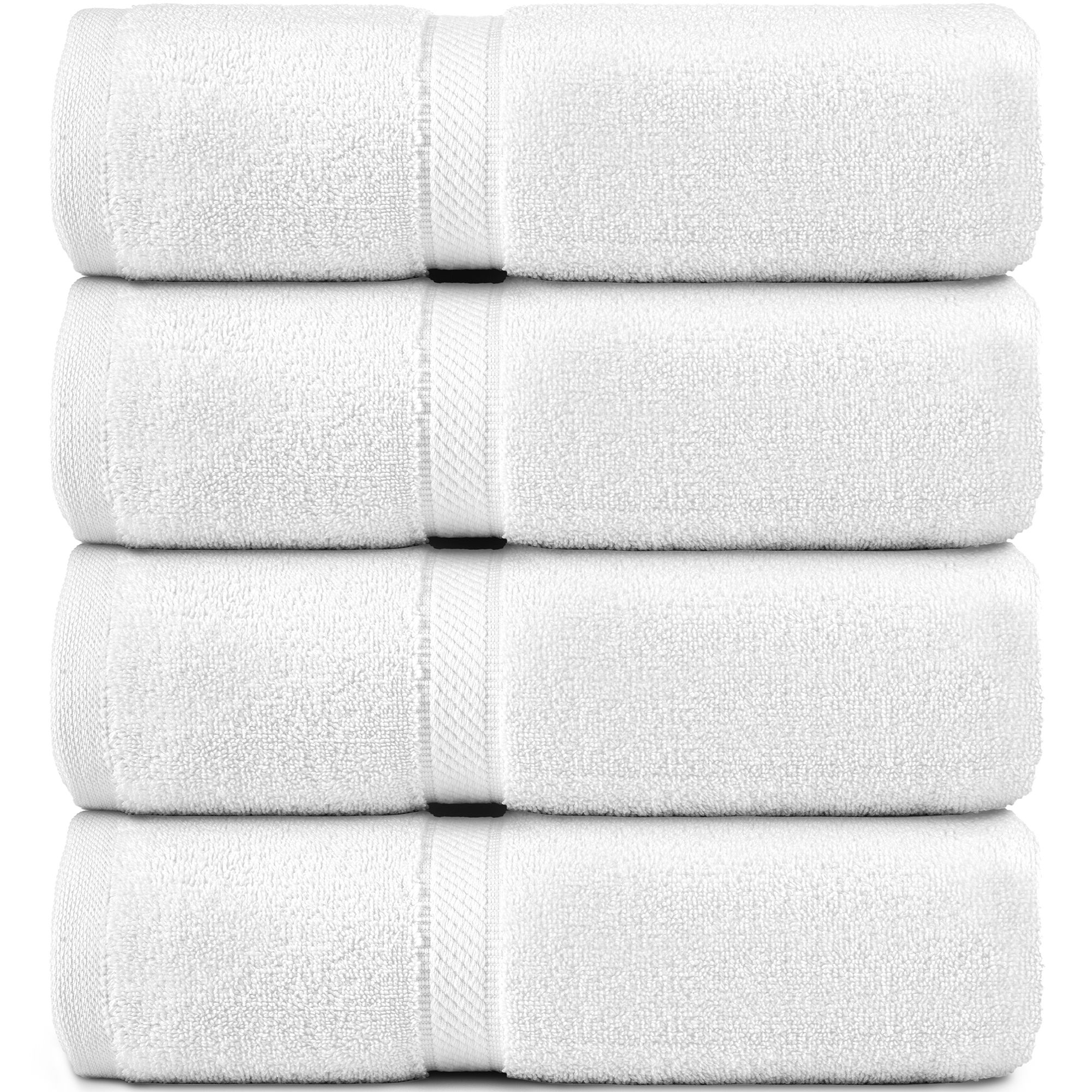 White Classic Luxury 100% Cotton Bath Towels Set Of 4 - 27x54