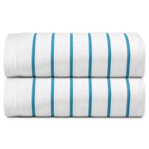 Ryotei Horizontal Stripe Pool Towel 30x60 10.50 lbs Aqua Blue