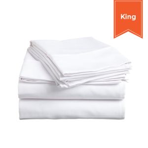 Belem Luxury T-200 Percale White Bed Sheet Set King