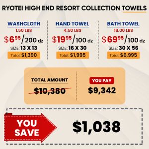 Ryotei Bulk Buy Deal 1 | Wash Cloth | Hand Towel | Bath Towel