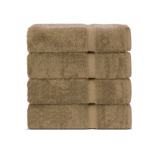 Belem 100% Premium Cotton Bath Towel Pack of 4 | 27 x 50 | Sandcastle Tan
